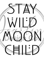 Stay Wild Moon Child Aztec Font Printable SVG / PNG /JPG Image / Nursery Art / Wall Art / Boho Nursery Sign / Printable Nursery Sign - Pearline Design Co