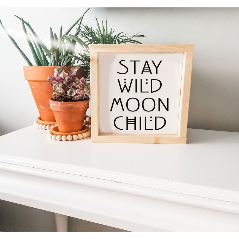 Stay Wild Moon Child BohO Wood Nursery Sign | Nursery / Bohemian Nursery / Boho Nursery / Nursery Wood Sign/ Nursery Signs/ Boy Nursery - Pearline Design Co