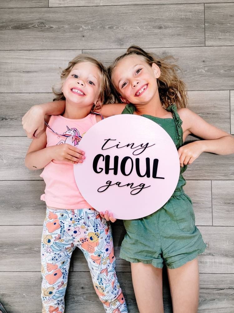 Tiny Ghoul Gang 3D Circle Wood Sign - Pearline Design Co