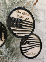 We the People God Bless America Land of the Free because of the Brave Conservative Repulican Ornament Set/ Christmas Ornament/ Conservatives - Pearline Design Co