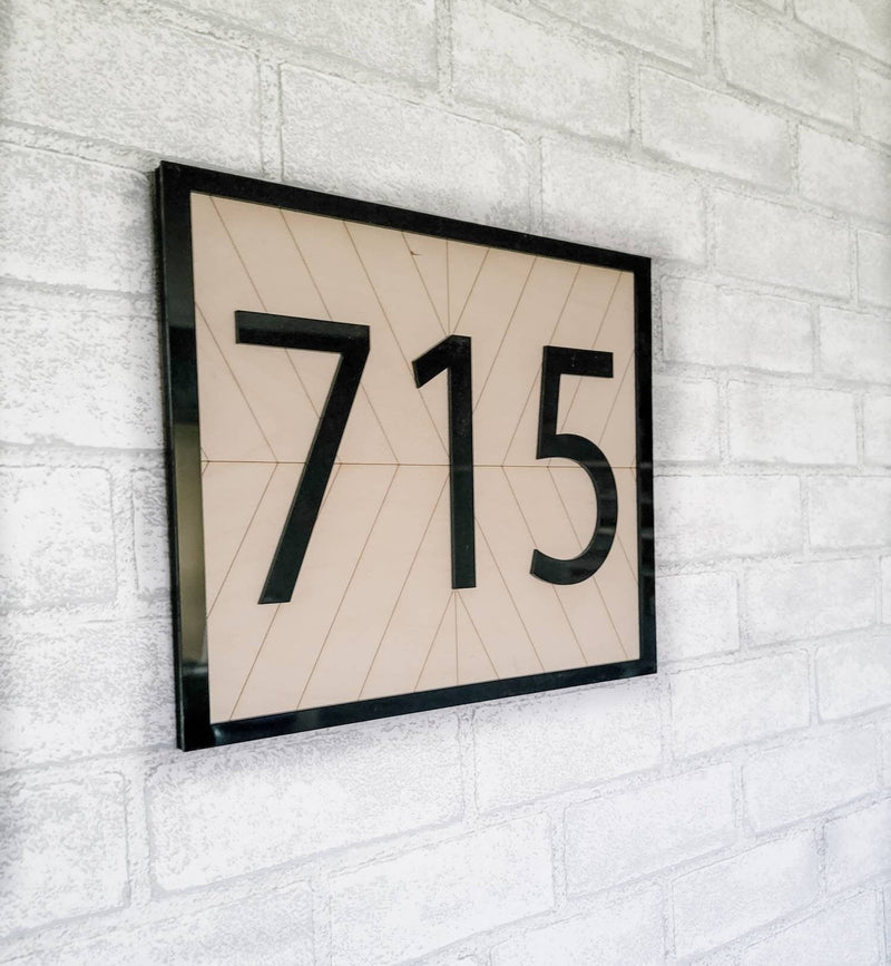 Wood and acrylic Address Sign/ House Number Wood Sign / House Address /Bohemian Address Sign / Farmhouse Front Porch / Bohemian Front Porch - Pearline Design Co