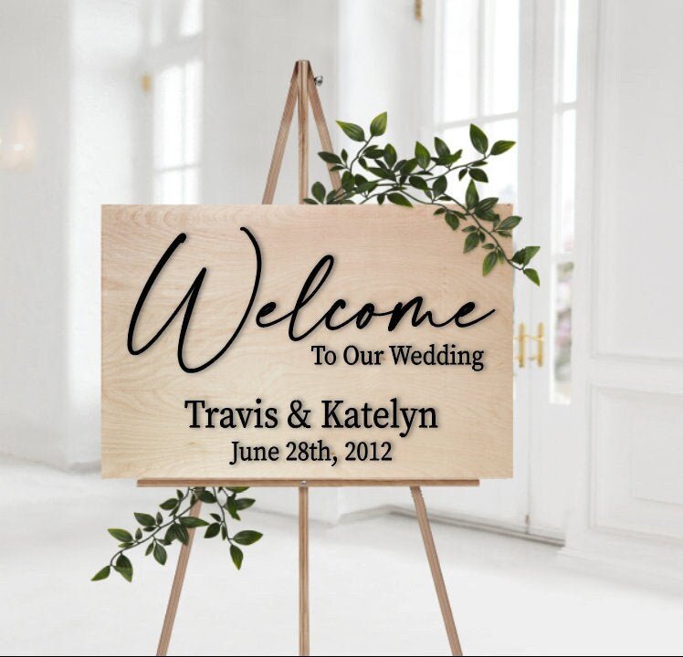 Wooden Welcome to our Wedding Sign 3D, Acrylic Wedding Signage, Wedding Welcome Sign, Rustic Wedding Decor, Wedding Decor Wood - Pearline Design Co
