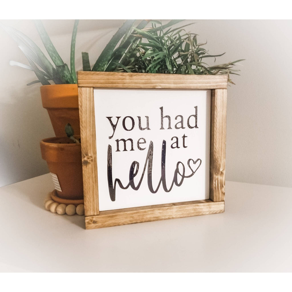 You Had Me at Hello Wood Sign / Farmhouse / Wedding / Master Bedroom / Farmhouse Bedroom / Wall Sign /Wedding Gift / Wood Signs / Love - Pearline Design Co