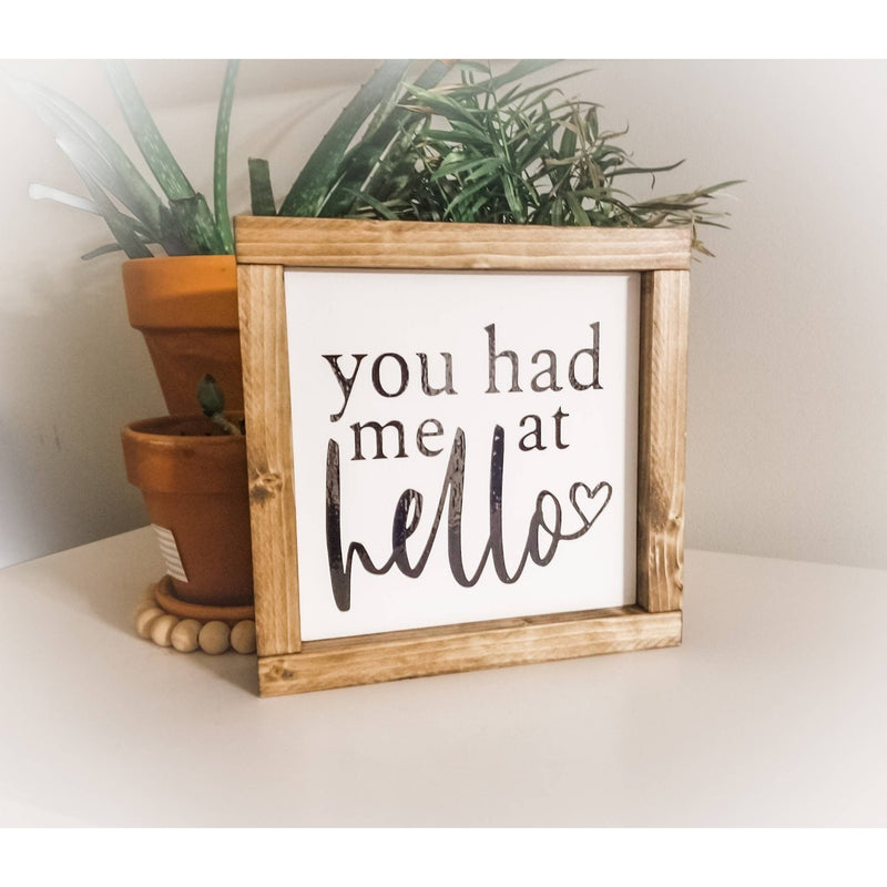 You Had Me at Hello Wood Sign / Farmhouse / Wedding / Master Bedroom / Farmhouse Bedroom / Wall Sign /Wedding Gift / Wood Signs / Love - Pearline Design Co